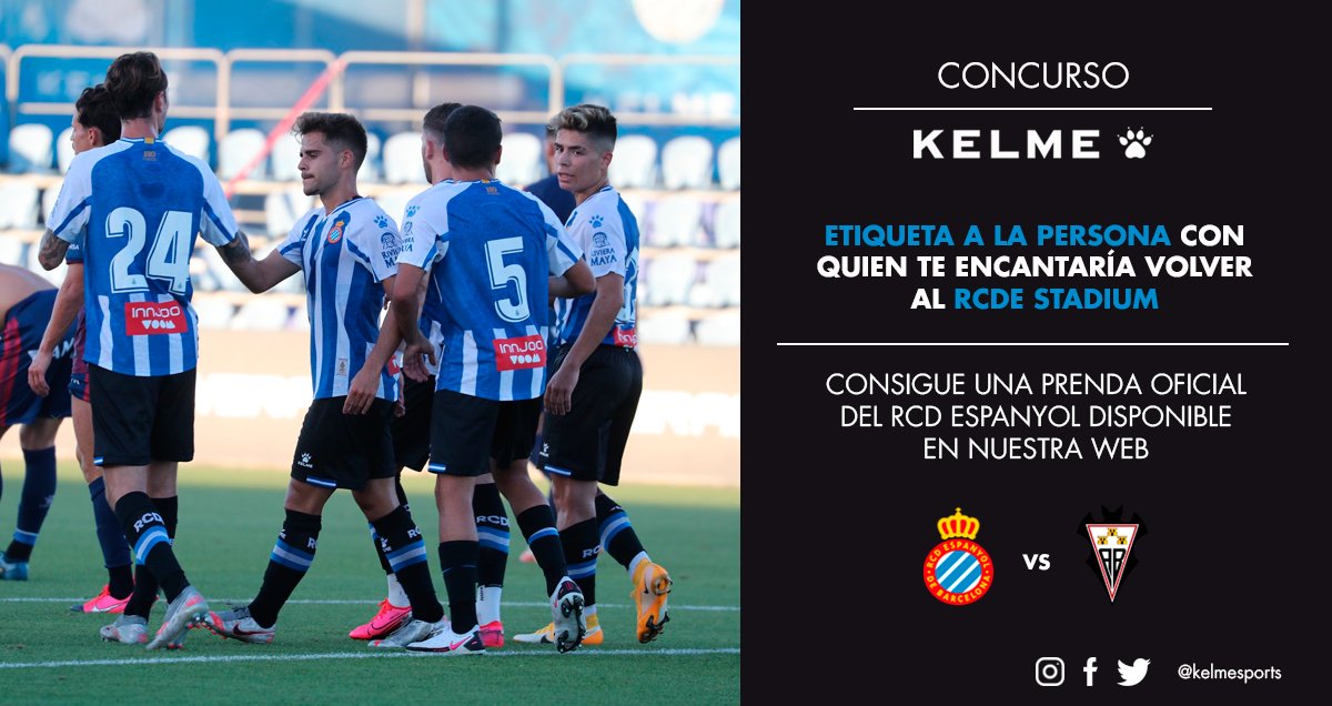 Kelmesports's tweet photo. CONCURSO | ¡El @RCDEspanyol juega su primer partido de liga este sábado! 🤩 Para celebrarlo, sorteamos una prenda oficial del #RCDE. 
👥 Etiqueta a la persona con la que te gustaría volver al #RCDEStadium, síguenos y da RT al tweet para conseguir tu equipación. 🏟 https://t.co/LkP5VlmIT5