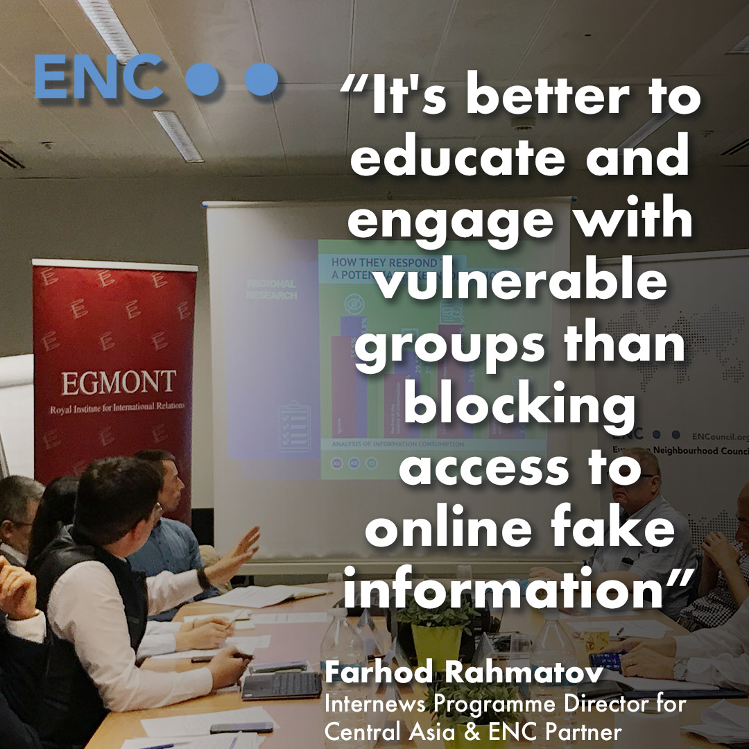 ENC_Europe's tweet photo. "It's better to #educate &amp; #engage with #vulnerable groups than blocking #access to #Online fake information." @Fatrian, Internews Programme Director for Central Asia &amp; ENC Partner.

For more #quotes ➡️https://t.co/xHV0pFDR5o https://t.co/naiNkPxa6s