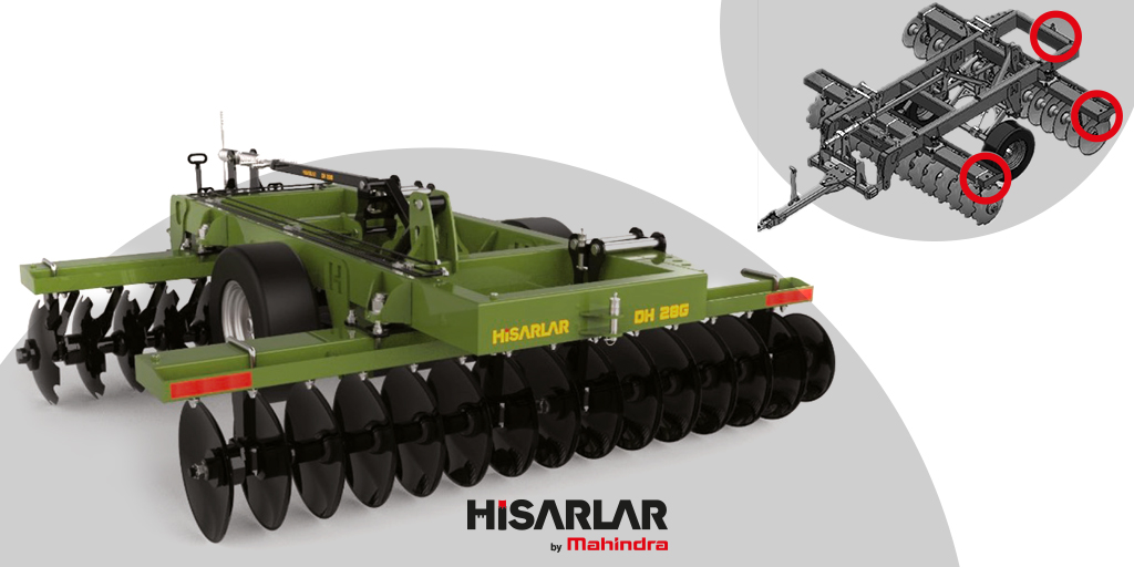 Hisarlar's tweet photo. Hisarlar marka goble diskarolarda ana şase üzerinde ve batarya profillerinde, ihtiyaç halinde ağırlığı artırmak için sıvı dolum rakorları bulunmaktadır. #Hisarlar #HisarlarByMahindra #makina #tarımmakinaları #goblediskaro #diskaro https://t.co/5T6N7XUYh1