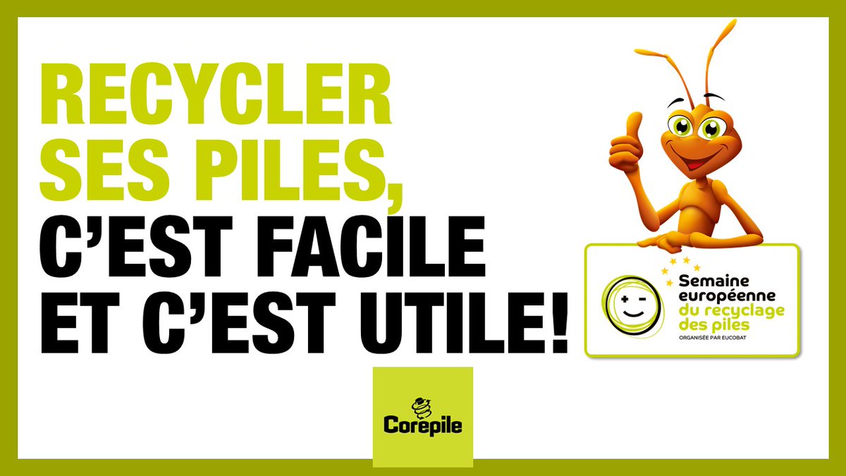 corepile's tweet photo. [#SERP2020] Du 7 au 13/09
Pour tout savoir sur le tri et le #recyclage des #piles et #batteries, profitez des nombreuses animations organisées partout en France, pour la Semaine Européenne du Recyclage des Piles. 
Retrouvez la liste des événements ici : 
https://t.co/MBXAo2Ln8n https://t.co/aS1D4E0hE0