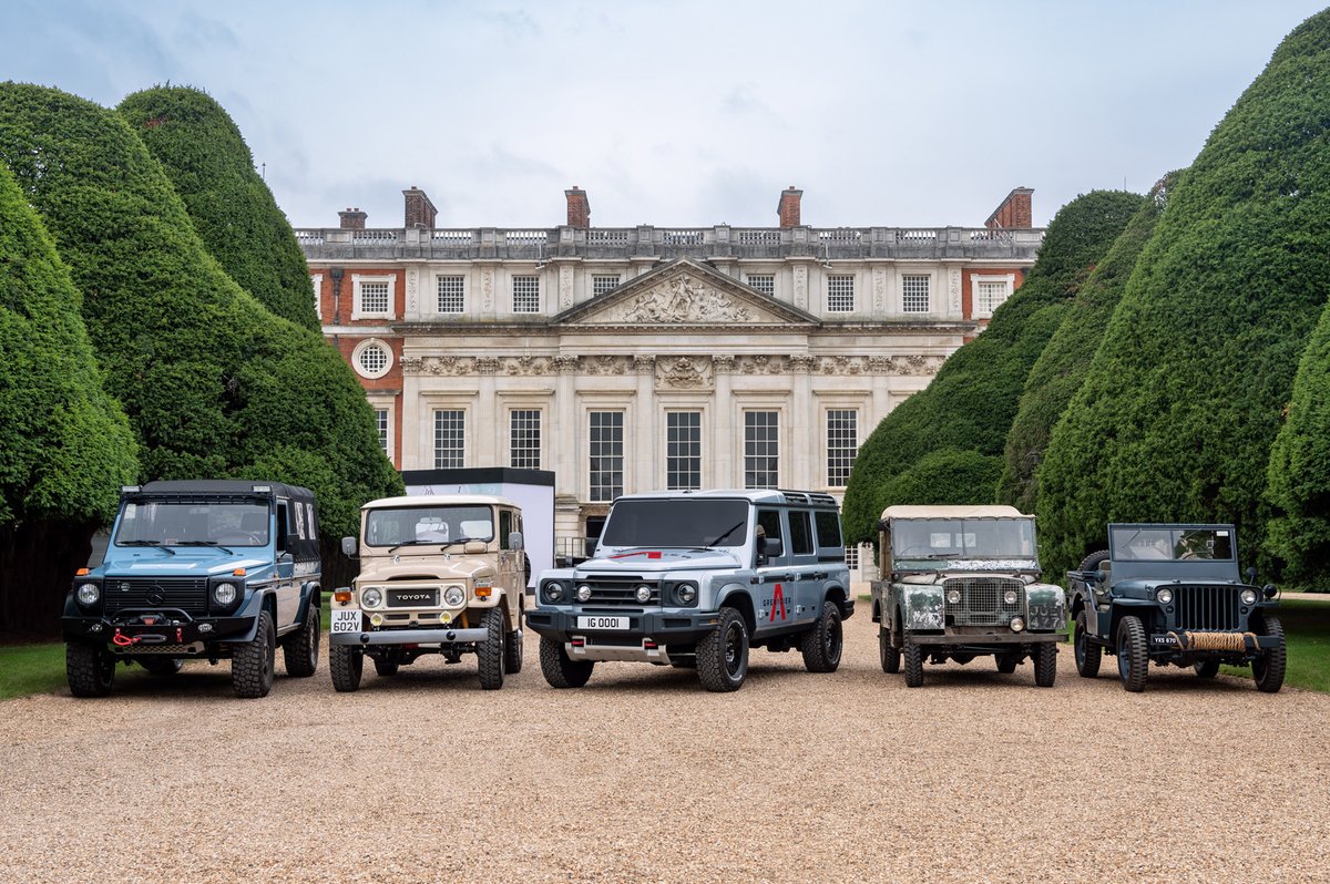 INEOS's tweet photo. Great to see a lot of interest in the @INEOSGrenadier prototype at #Concours2020 at Hampton Court Palace this weekend.
Thanks to everyone that came to see us. It was good to show our no nonsense off-roader, alongside the vehicles that inspired it. #UltimateOffroader https://t.co/Z3vD791Tex
