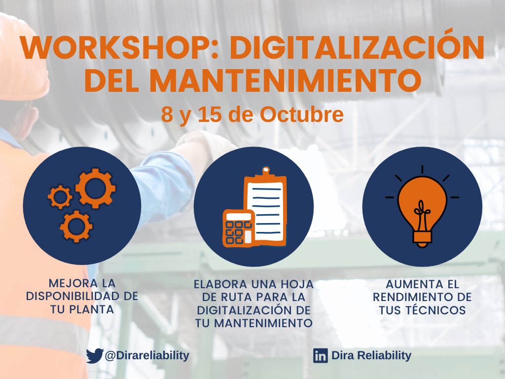 ¿Quieres #digitalizar tu departamento de #mantenimiento?

¿No sabes por dónde comenzar?

En nuestro Workshop: Digitalización del Mantenimiento, podrás elaborar una hoja de ruta personalizada para tu #industria. 

Inscríbete y sé parte de la #industria40: bit.ly/digitalizacion…