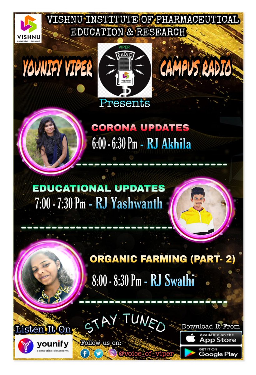 viper_voice's tweet photo. Stay tuned to viper radio. #viper #viperyounifyradio #younifyradio #younify #rjakhila #rjyashwanth #rjswati https://t.co/UQJw1ZKYpD