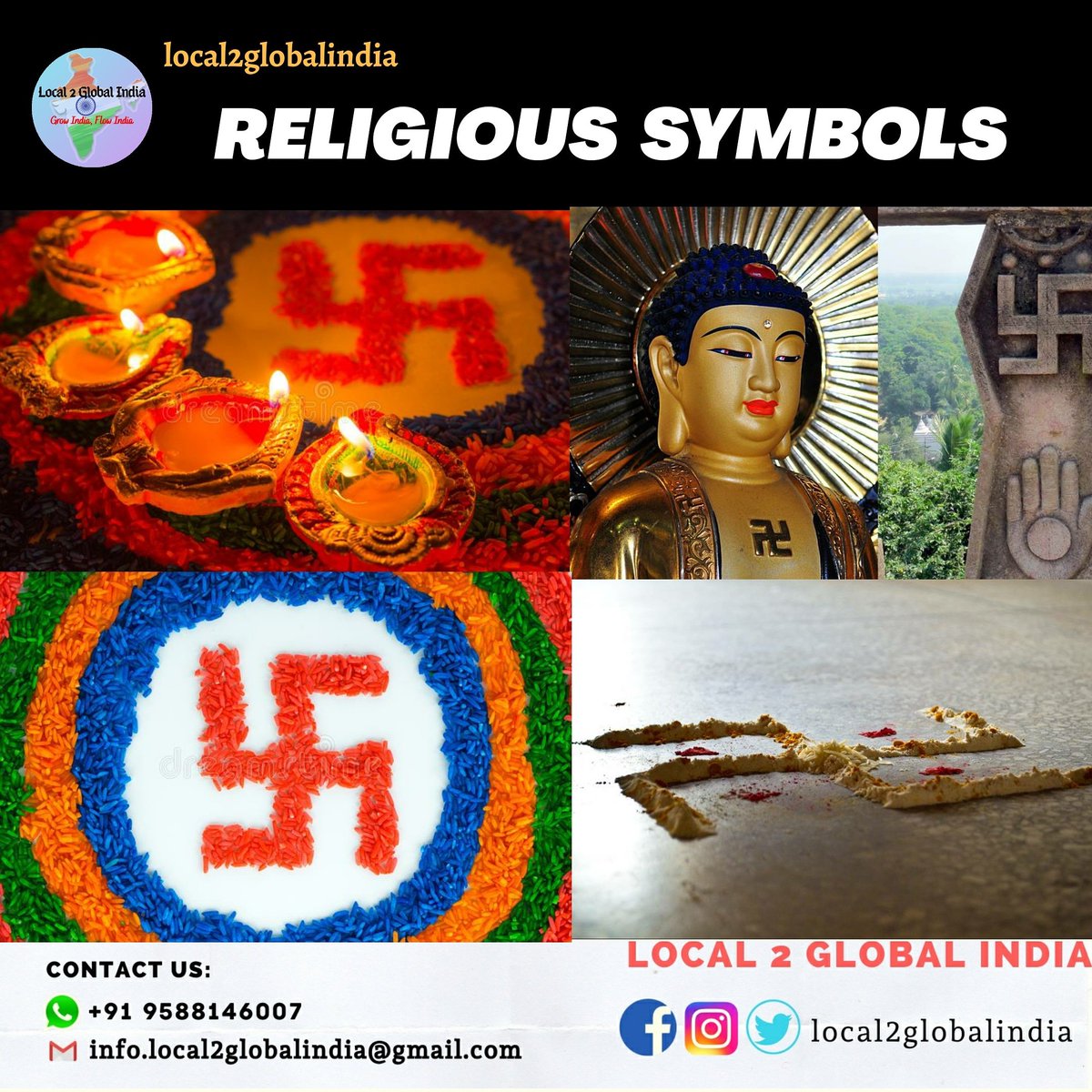 Local2GlobalInd's tweet photo. The  traditions of Indian and scriptures contain various symbol and signs which have multiple meanings. One of the signs is  the usage of the Swastika. 
#local2globalindia
#swastik #shikshapatri #love #sumedhians #sumedhmudgalkar #radhakrishna #sargasan #success #gandhinagar https://t.co/aYu4lfL60n