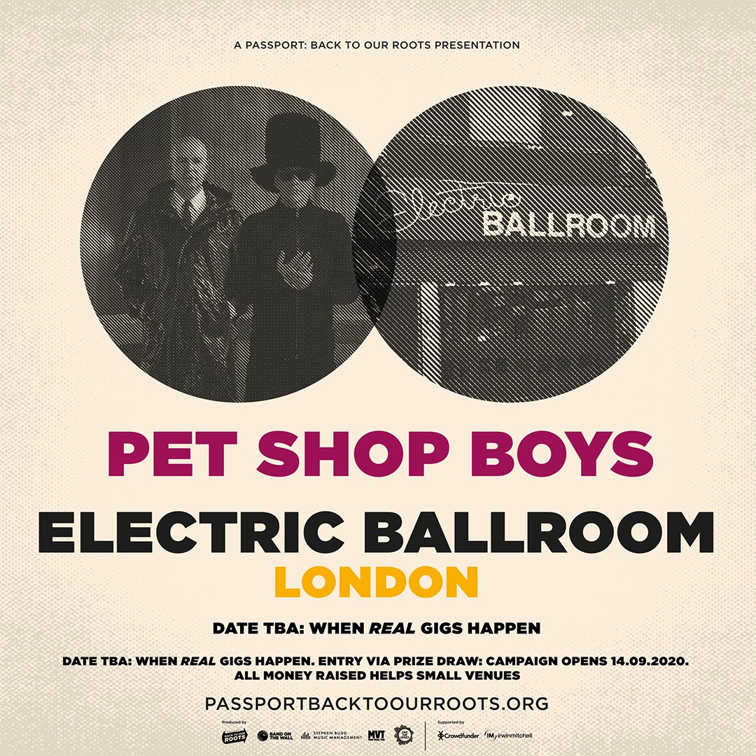 petshopboys's tweet photo. Pet Shop Boys are delighted to confirm that they will be performing at the @EBallroomCamden, London, in 2021 as part of the "@passportgigs: Back to Our Roots" event series supporting the UK’s grassroots live music scene. 

https://t.co/tCopHSysbs https://t.co/AaTAdduHlB