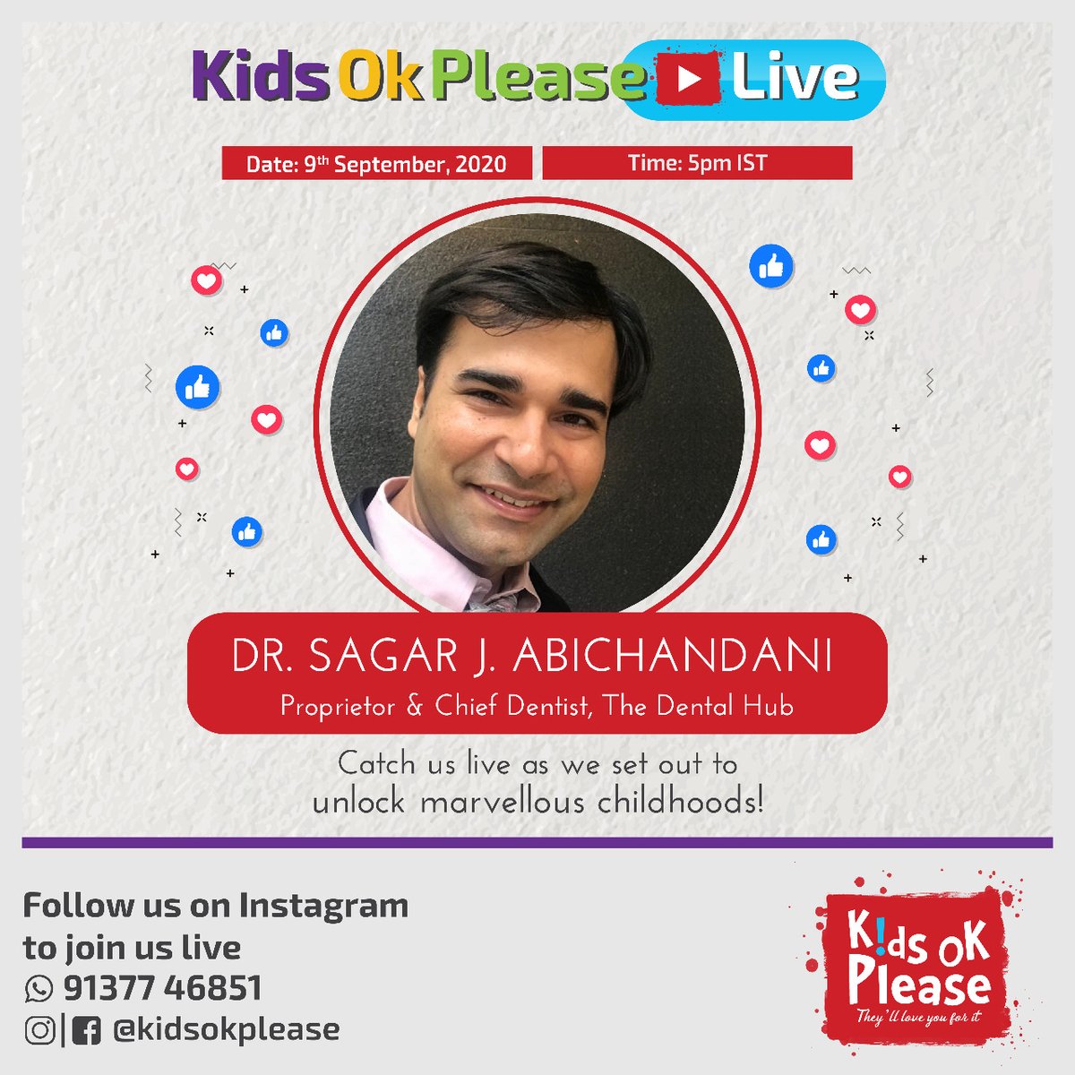 Kids Ok Please Live with Dr. Sagar J. Abichandani
#kidsokplease #kidsokpleaselive  #marvellouschildhoods #children #activitiesforkids #activitiesforchildren  #eventsforchildren #childhoodlearning #earlychildhoodlearning #kids #momentoofchildhood #DaddyGang #momanddaughter