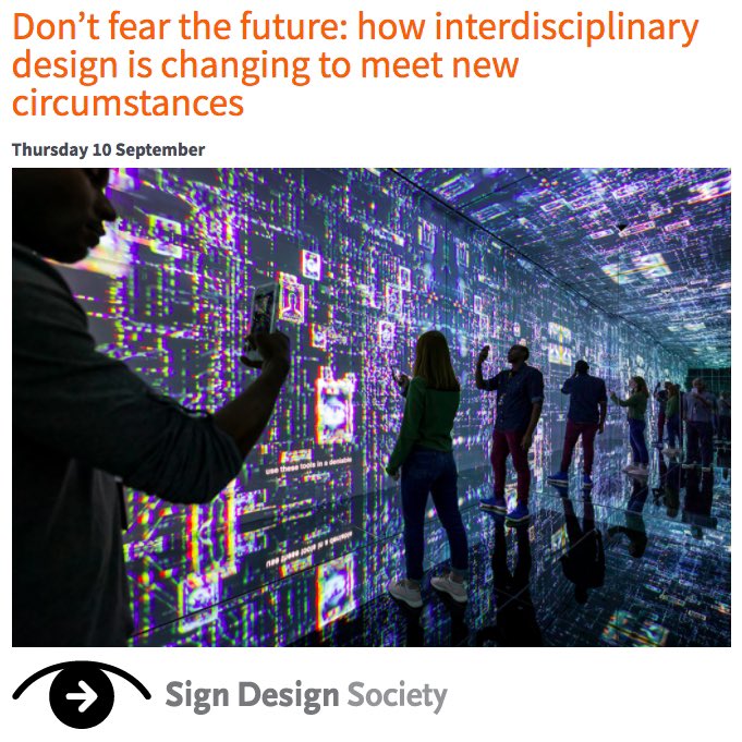 Join the Sign Design Society for a discussion with our CEO, Cybelle Jones, who will discuss ideas on embracing the future rather than fearing it as our global call-to-action.

signdesignsociety.co.uk/event/dont-fea…

#segdlondon #SEGD #SDS #event #experientialgraphicdesign #londondesign
