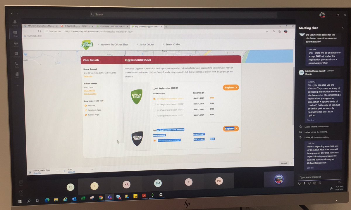 Luke_A_Miner's tweet photo. Another captivating @MyCricketAus Online Registration training session delivered by @smeako1 via @MicrosoftTeams for #NNSWCricket volunteers
Join the fun this season and register at https://t.co/x7TPEh11hY - don’t forget to use your #ActiveKids Voucher
#Cricket https://t.co/iO2goz6oye