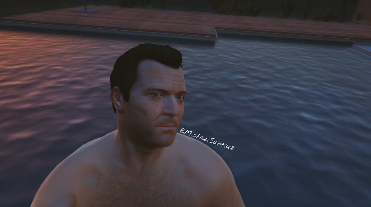 MichaelSanta68's tweet photo. It's time to get some rest... wet rest 💦🏊🏻‍♂️
#gta5 #GTAV #grandtheftauto #mikey #mike #MichaelDeSanta #michaeltownley #RockstarGames #rockstareditor #Snapmatic #daddy #daddyissues #DelPerroBeach #shirts #rain #nedluke 
(Thanks sis @pyrrohmex for give me those incredible pics 😭♥️) https://t.co/S2ZEyoJ80K