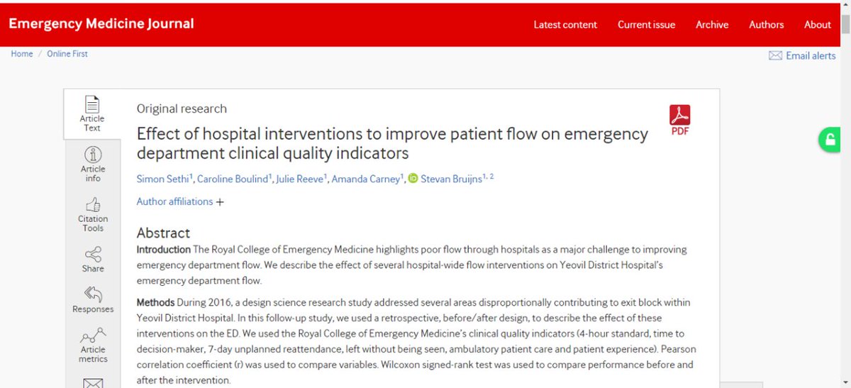 Twitter  of our  @EmergencyMedBMJ paper on hospital flow:Effect of hospital interventions to improve patient flow on emergency department (ED) clinical quality indicatorsYou can read the full paper here: https://emj.bmj.com/content/early/2020/09/02/emermed-2019-208579.full