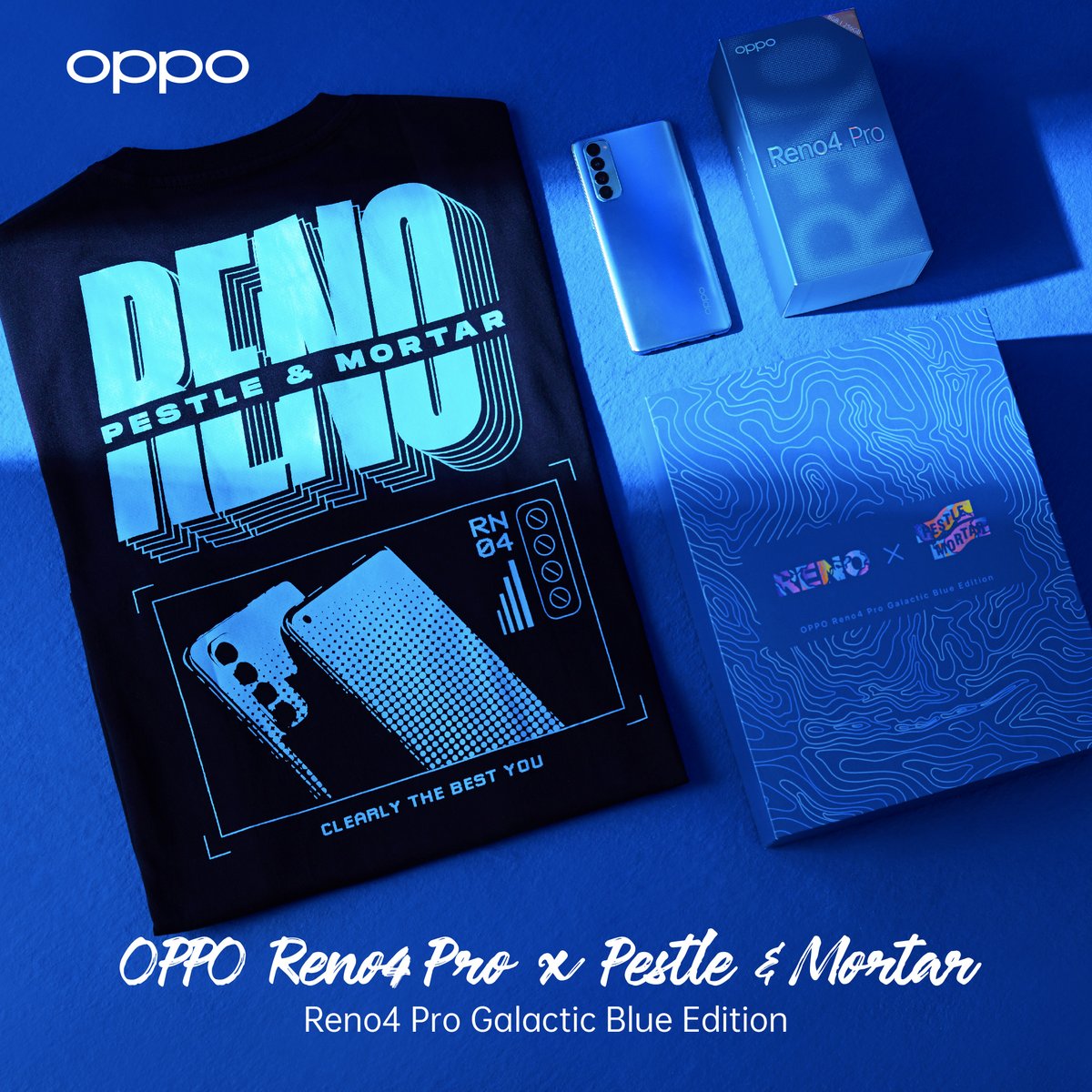 OPPOMalaysia's tweet photo. Get the cool style with the trendy casual street wear t-shirt of Pestle Mortar Clothing which inspired by the story of Reno4 Pro Galactic Blue. Bring out the unique you with the best combination of the cool shades of blue and black!
#OPPOReno4Pro #GalacticBlue #PestleMortar https://t.co/gmnE9pkhti