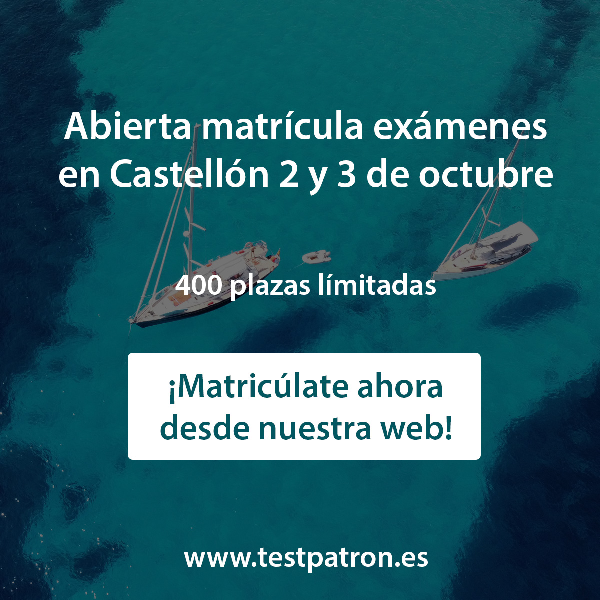 Últimos 4 días para matricularte en los exámenes de Castellón los días 2 y 3 de octubre.
Las plazas están limitadas a 400 asistentes. ¡Ya puedes registrarte desde nuestra web!

bit.ly/2EZ7yBQ