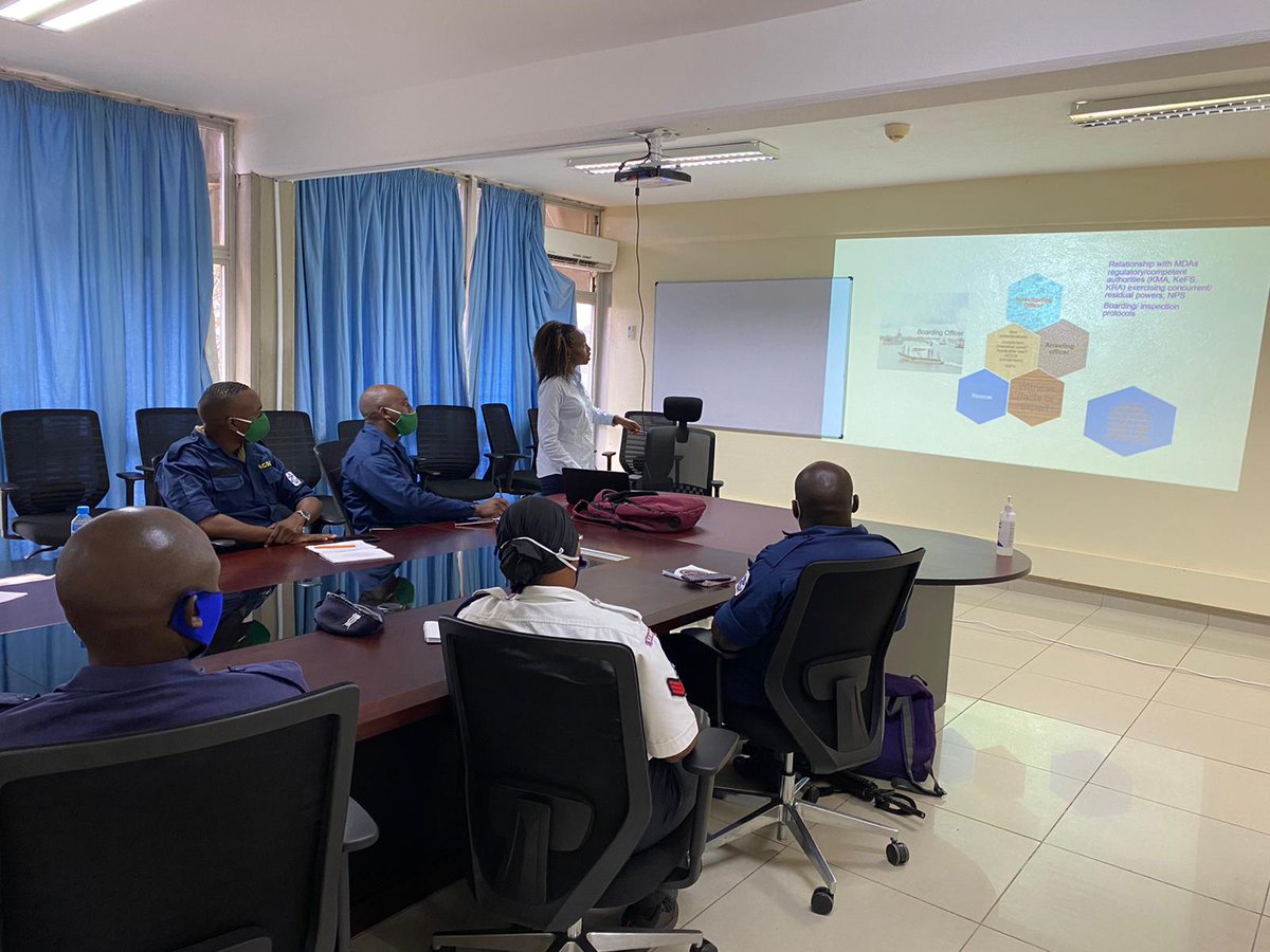 UNODC_BMB's tweet photo. Legal officer of #Kenya #CoastGuard Service delivers training on legal considerations when boarding vessels in Kenyan territorial waters at a @UNODC_MCP #VBBS course in Mombasa. @StateINL @MiwaKatoEmpower https://t.co/pqjCk5ZEjV