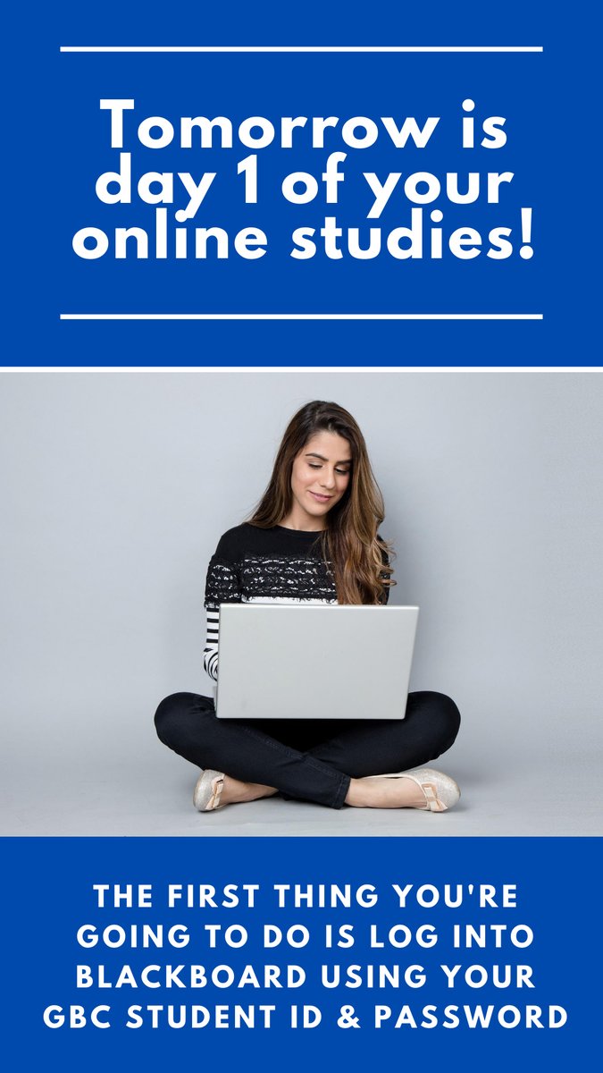 GBPolytech's tweet photo. Tomorrow is day one of your online studies! Where do you even begin? For starters, check out this informative Blackboard tutorial so you can easily navigate all of your course materials and assessments: https://t.co/u706IVHULO

#MyGBC https://t.co/ZRtUH4qZH3