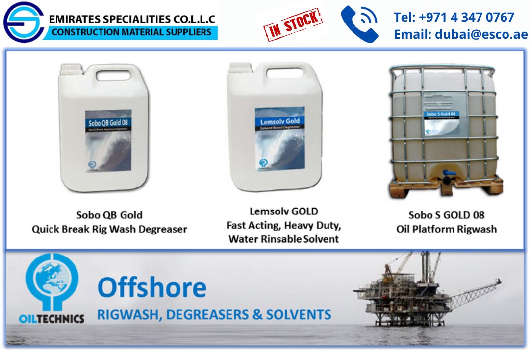 esco_spec's tweet photo. We supply a comprehensive range of #Offshore #Rigwash, #Degreasers &amp; #Solvents.

Download Brochure>> https://t.co/XrU5eq6wxd

Request A Quote Now!

Tel: +971 4 347 0767 | Email: dubai@esco.ae

#OILTECHNICS
#rigwashdegreaser
#degreaser
#offshoredegreaser
#sobodegreaser https://t.co/s6yStRRn8T