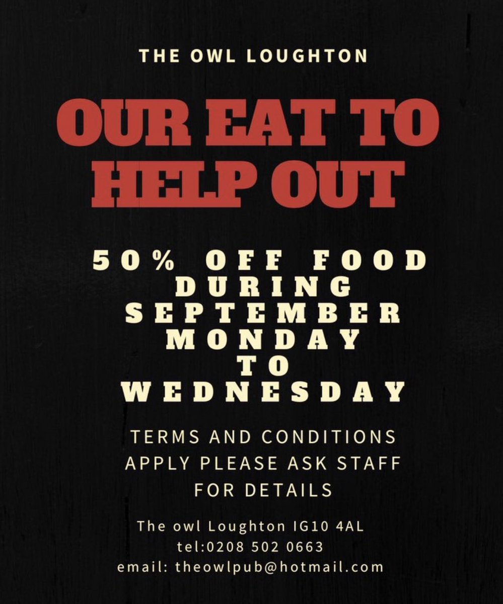 NewsAlertsUK's tweet photo. Today, tomorrow and Wednesday 

50% off food upto £10 pp https://t.co/Uk6808cJMN
