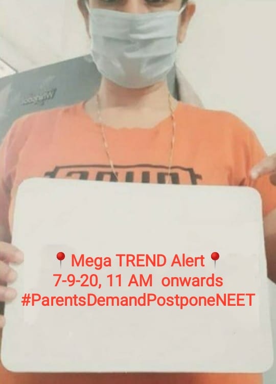 CLAT,UGC exams,NDA,ICAR...postponed. #ParentsDemandPostponedNEET Postpone NEET to save millions of lives. @ANI @HansrajMeena @priyankagandhi @LicypriyaK @ndtvindia @DrRPNishank @rashtrapatibhvn @ArushiNishank