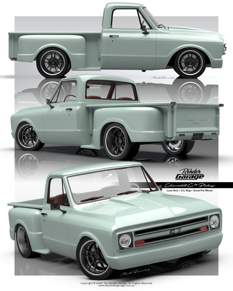 therendergarage's tweet photo. Check out our latest #ProjectRender of a gorgeous #Chevrolet #C10 #Pickup that we just helped Kevin Dunaway (@okinawa82) conceptualize!
The wheels are @usmags #GrandPrix in a sweet brushed alloy / satin black combo. https://t.co/GDYxwyt8iN