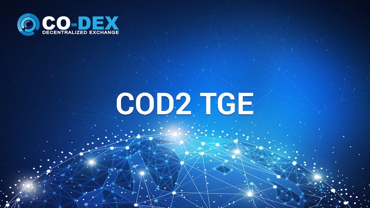 We are excited to announce that we have generated the new COD2 token. The new COD2 token will replace the COD1 token on a ratio of 1:100, and its key function is to help generate greater liquidity, optimizing and facilitating the futher development of our platform. 
#DeFi #ICO