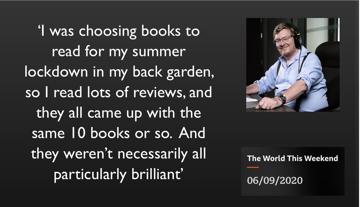 Yesterday on The World This Weekend,  @BBCMarkMardell made an observation about the tiny selection of books that ever get reviewed, compared with the huge amount published. His words will strike a chord with many in the publishing world, especially in indie publishing  #WATO