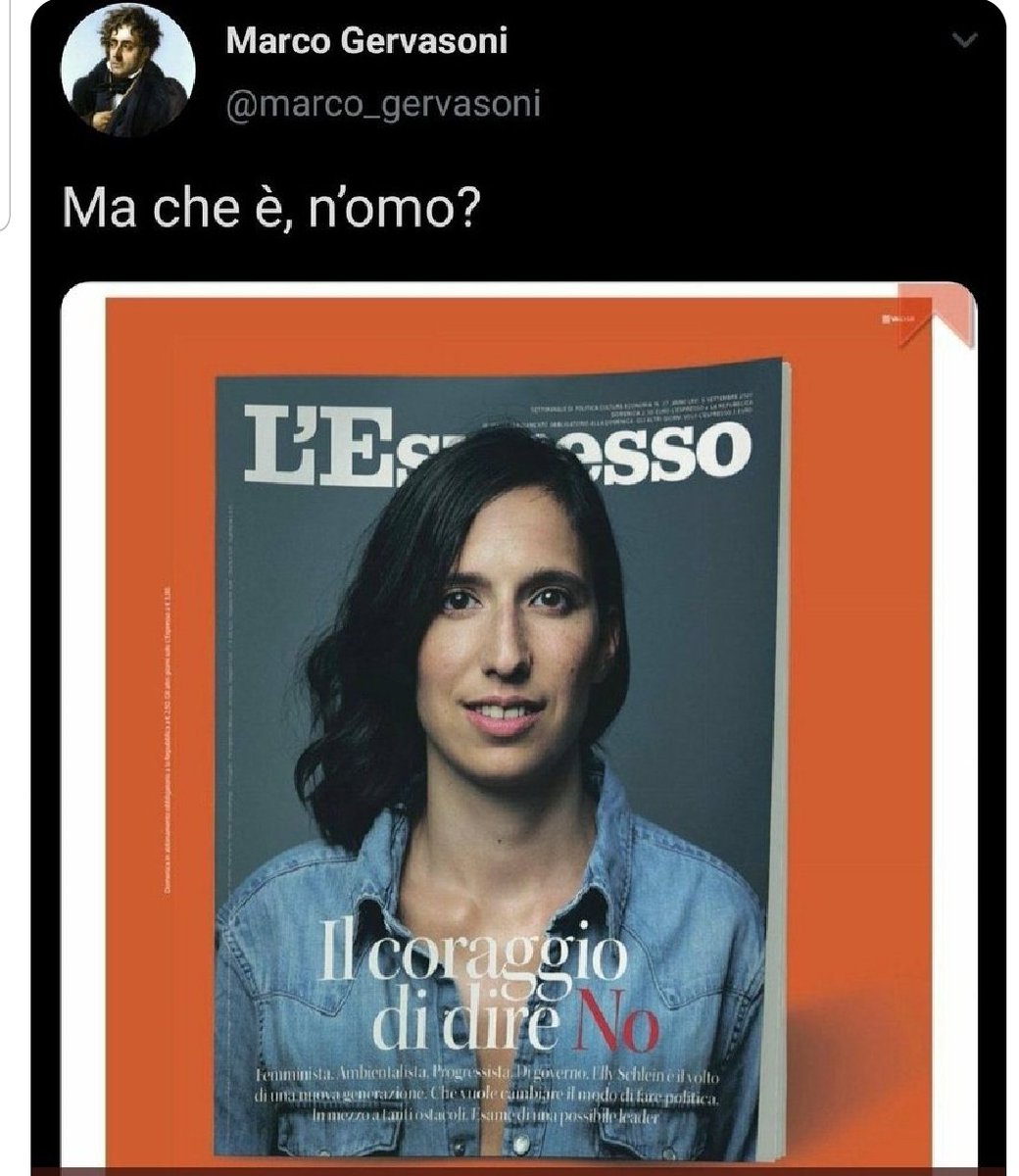 cpavolet's tweet photo. @marco_gervasoni no @ellyesse
non è un "omo", perché non "ha da esse omo" e non "ha da puzzá". Se poi per "omo" intende come lei, a maggior ragione. https://t.co/2GwHrcLZOa