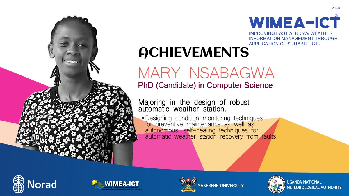 Meet Ms Mary Nsabagwa ..who has spear headed the design of robust Automatic Weather stations on the Wimea-Ict project