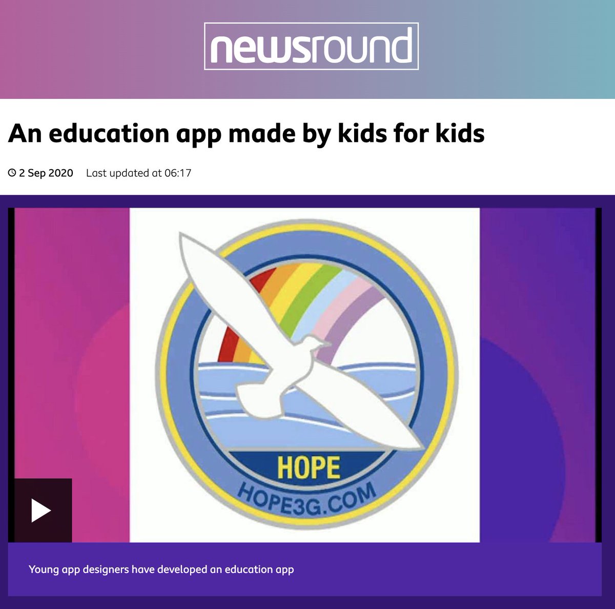 HOPE3G_'s tweet photo. #TBThursday to the platform being featured on @BBCNewsround! 🎉

Check out the video to see what the kids have been up to! 

https://t.co/2RRAcOUfmj

#tbt #hope #hope3g #education #educationmatters #onlinelearning #digitallearning #learningfromhome https://t.co/nCZY41JZhi