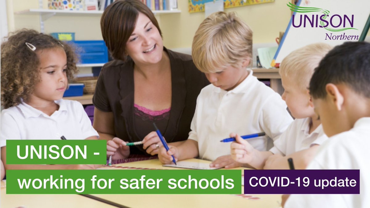 NorthernUNISON's tweet photo. ⭐️Schools COVID-19 Update⭐️

As schools re-open, UNISON will be monitoring the situation to ensure:

1. Risk assessments are robust and revised
2. Members are being supported with their concerns
3. Issues are escalated appropriately

Worried? Contact us👇
https://t.co/tXQqYSdMpo https://t.co/jD1ApzOI2o