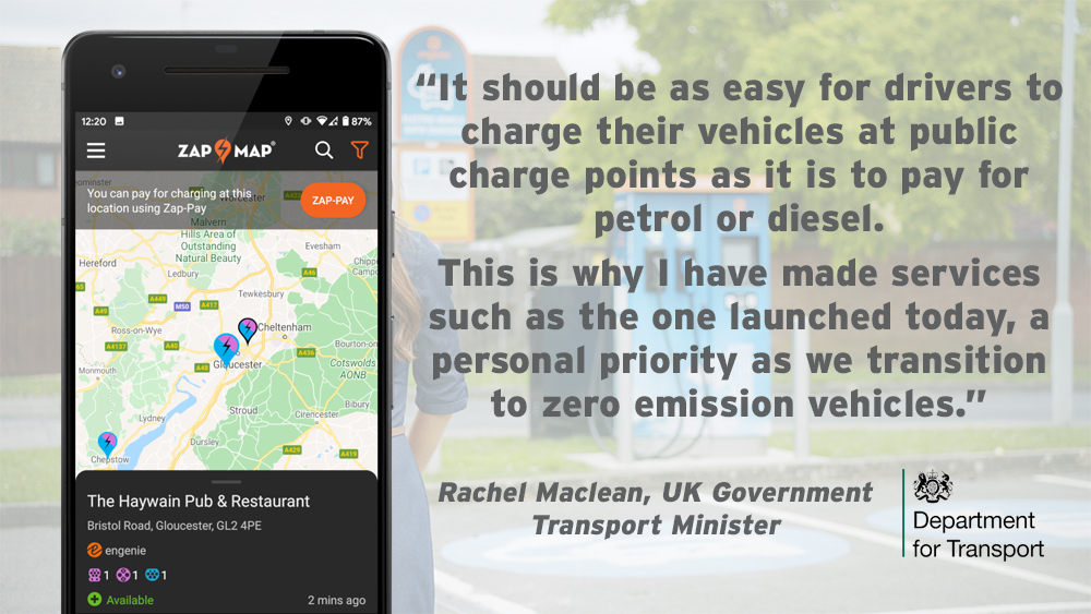 zap_map's tweet photo. With today's launch of Zap-Pay, Zap-Map sees support from the UK Government as it focuses on the transition to electric vehicles:
https://t.co/xUsXxHBmcm https://t.co/q30JeYkKRX