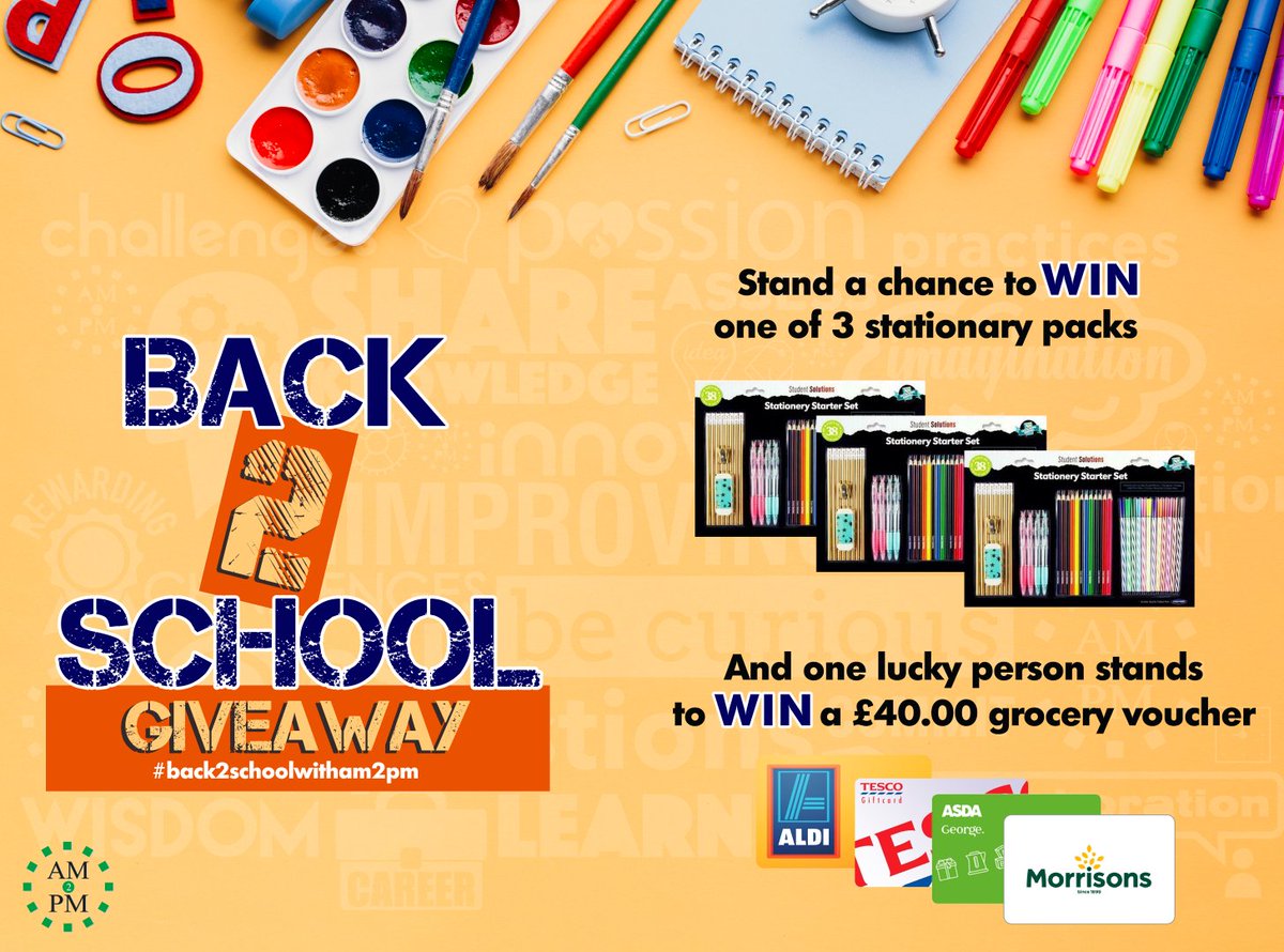 am2pmrec's tweet photo. 📣 HOW TO ENTER: Simply FOLLOW US and SHARE this post with friends and family.

Terms And Conditions apply: https://t.co/1xYskDPsEI

#am2pmrecruitment #back2schoolwitham2pm #competition  #competitiontime #competitionday #giveaways #entercompetition #winwithus #Back2School https://t.co/8srwlMmWez