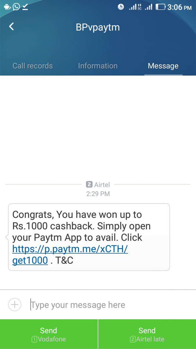 WebVyapaar's tweet photo. @Paytmcare hi I got this message is it fraud? https://t.co/nSpvebpaaL
