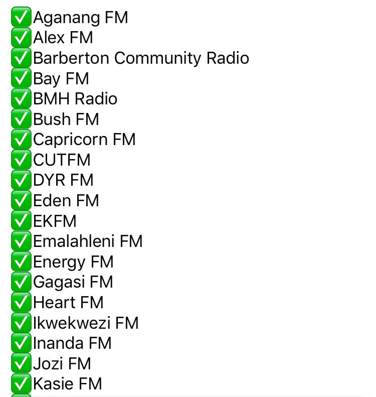 weplug_music's tweet photo. #ProjectWrap
Having peaked at #6 on the @radiomonitorsa Top 100 Airplay Chart and reached 176.33 million trackable impressions, thank you to all the radio stations below who made @djsbu’s #Mpambane ft Gesh, Bongane Sax, Mapiano, Papa & Drum Pope a huge success!
#WePlugMusic https://t.co/q7NQoS7beM