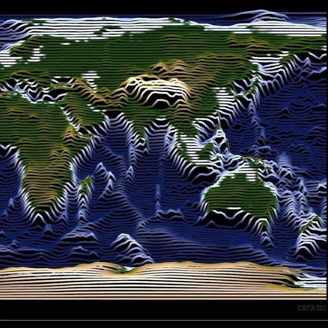 Que incrível, uma representação topográfica do mundo em linhas.🗺Fonte: Source Geography (Facebook).