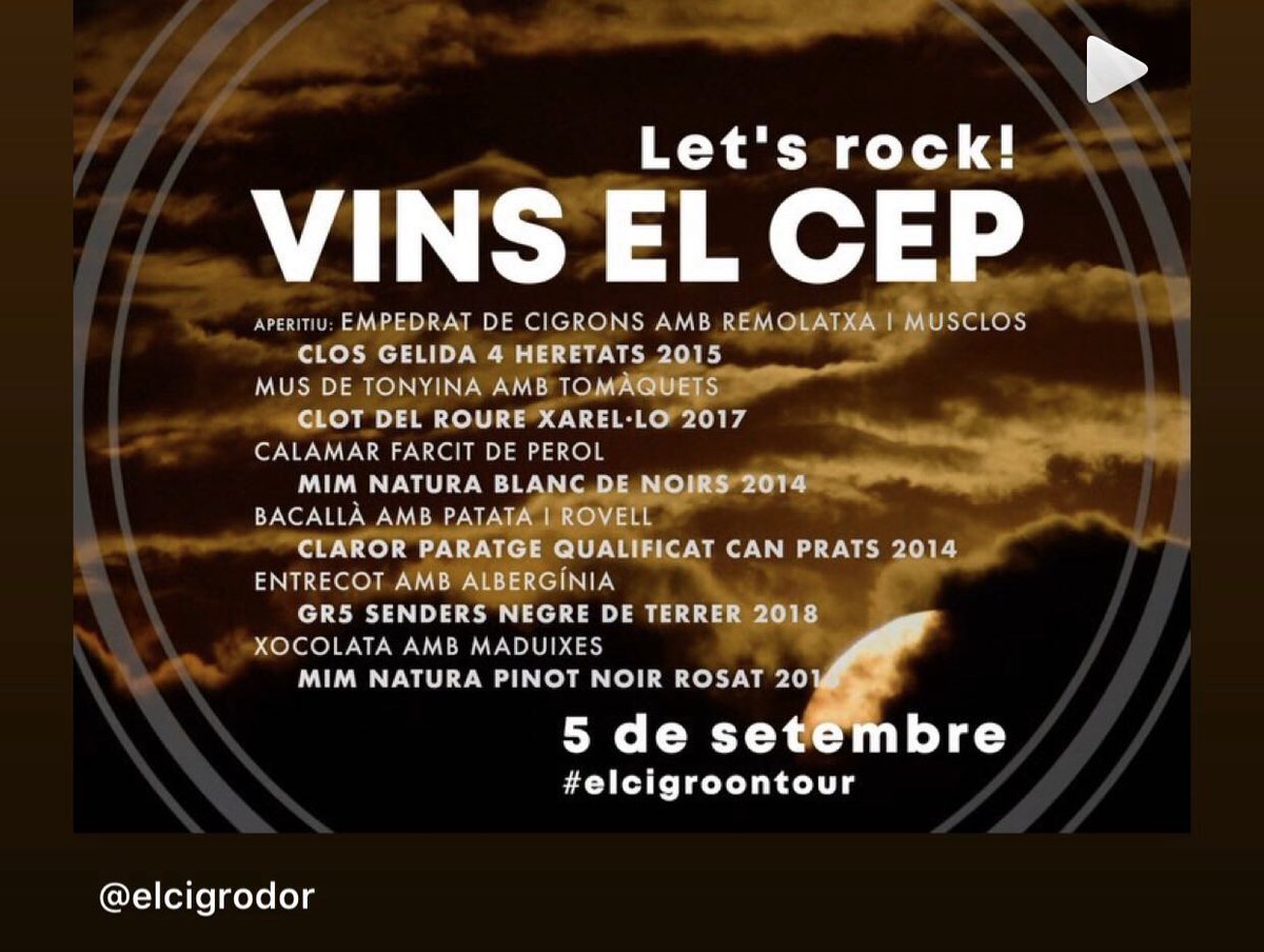 VinselCep's tweet photo. Nit màgica al Penedès: alta gastronomia, els nostres millors vins i caves, i bona música. #elcigroontour
#elcigrodor #vinselcep #espiells #penedès #nitsdestiu #gastronomia #vinsdeterrer #cavadeterrer #penedesexperience #enoturisme #soparentrevinyes #catalunyaexperience https://t.co/om0tdNbVIL