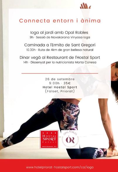 Graupix's tweet photo. Proposta fantàstica de @HostalSport pel 26 setembre: ioga, caminata i dinar vegà només per 35€: https://t.co/G4u0PEWEmv @Prioratenotur #prioratpower https://t.co/rxXgr71Qte