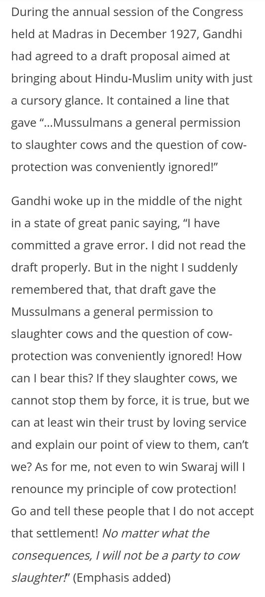 Here the 'journalist' misinterprets views of Gandhiji on cows laughter.Just read what Gandhiji said. https://twitter.com/DeepalTrevedie/status/1302906094981799936?s=19