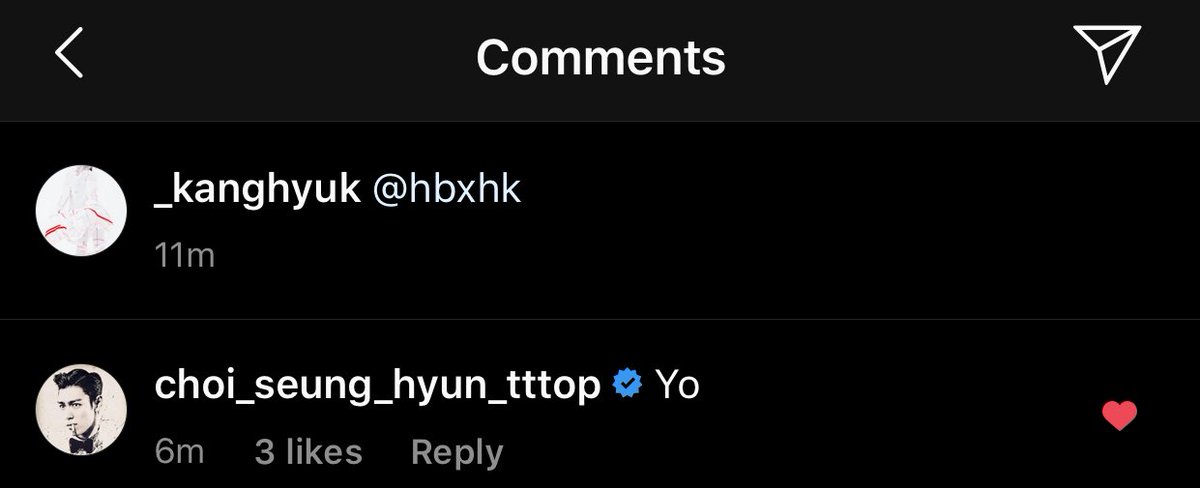 iloveleonony's tweet photo. TOP is back liking &amp; commenting at Kanghyuk’s IG post 😅😅😅 https://t.co/8A79uFgmF7