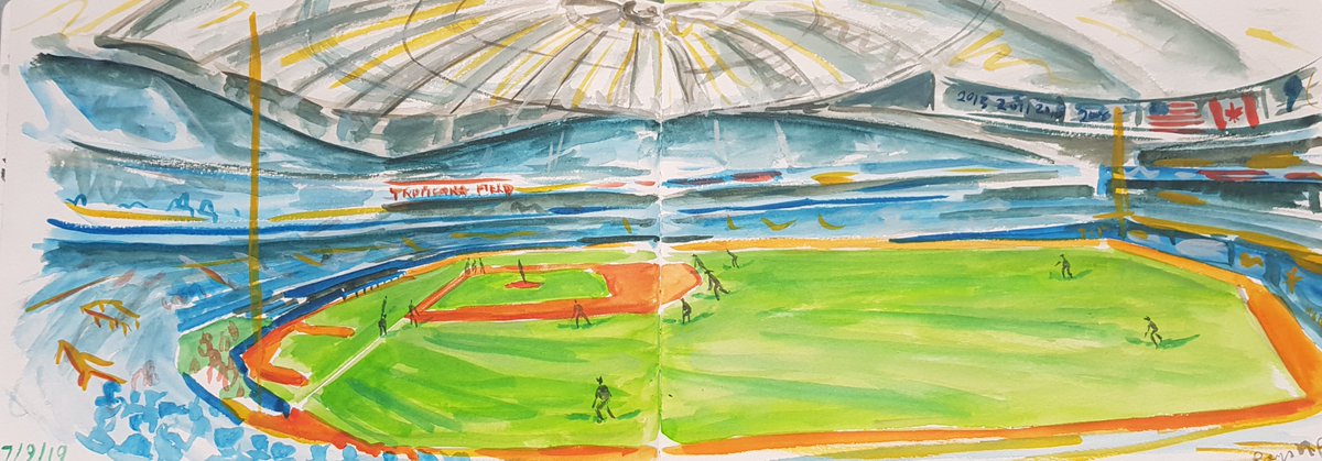19/09/07Atlanta to St PetersburgMLB Ballpark 22/30 Tropicana Field @Rays vs  @BlueJays1st of 2 games at the Trop. Painted small studies from the outfield. @juanctoribio@KKiermaier39  @austin_meadows  @TBTimes_Rays  #MLB  #DiamondsOnCanvas  #AndyBrown