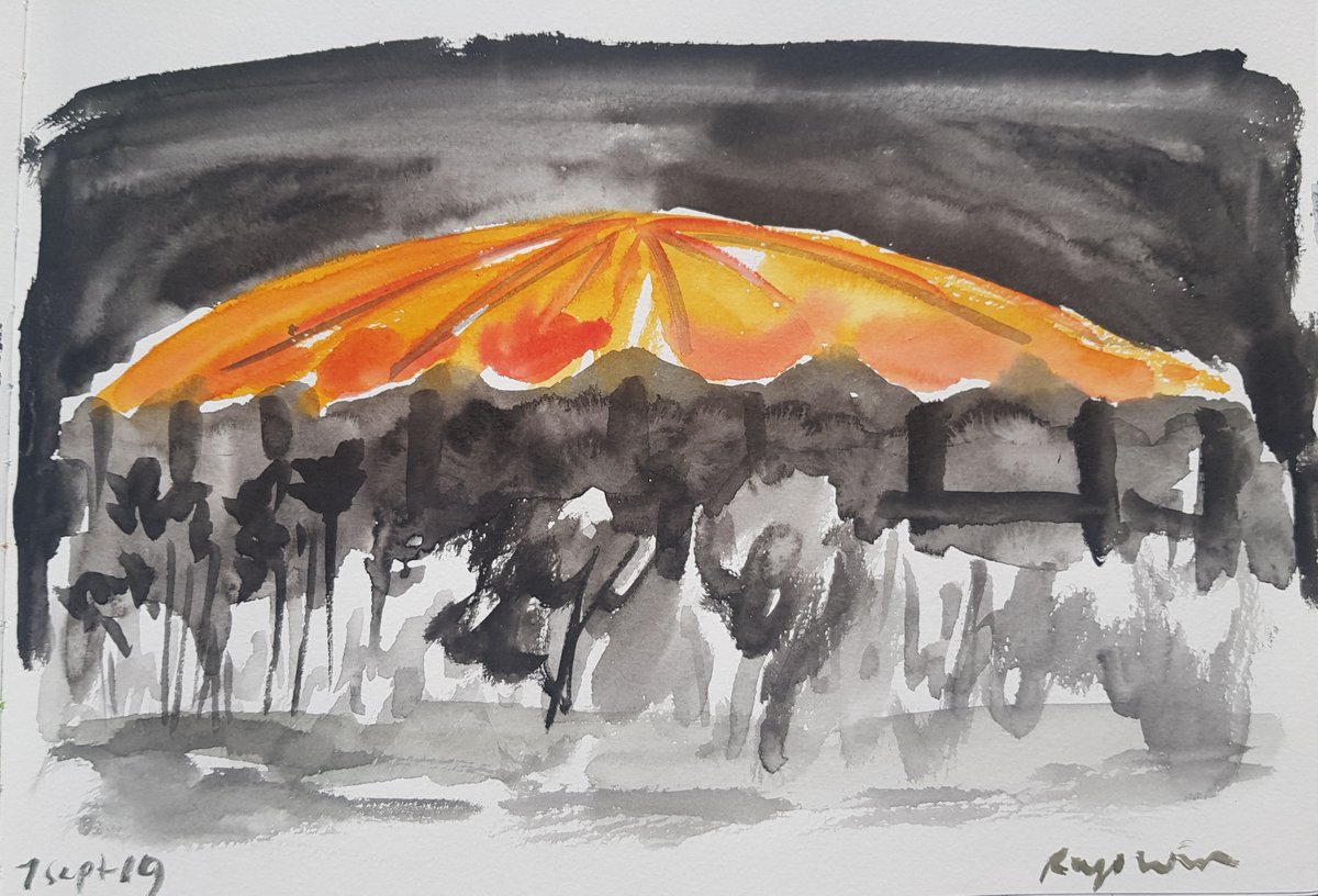 19/09/07MLB Ballpark 22/30 Tropicana Field @Rays vs  @BlueJaysOn my way out I noticed the lit up dome to celebrate the win! Set up my sketchbook on my car's bonnet and captured it quickly!@juanctoribio@KKiermaier39  @austin_meadows  @TBTimes_Rays  #DiamondsOnCanvas  #andybrown