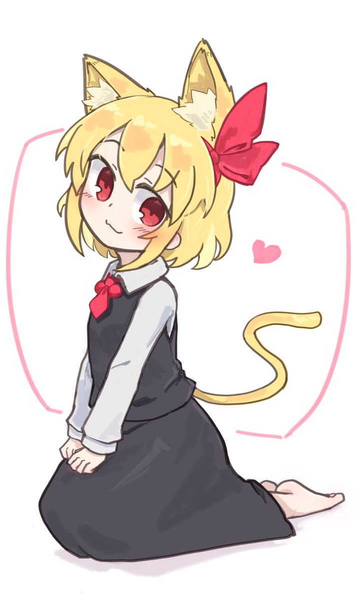 rumia 1girl animal ears cat ears blonde hair tail red eyes solo  illustration images