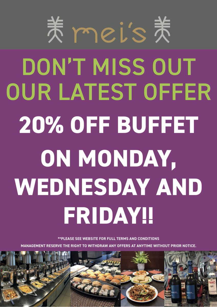 MeisBuffet's tweet image. Another great offer at Mei’s!