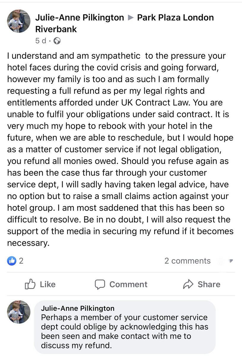 UKdisneytips's tweet photo. @ParkPlazaHotels @Radisson have you seen this on your Facebook page for the riverbank property? Not usual for your customer service... thought I’d help this person as you seem more responsive on Twitter... maybe someone could pop over there and help her? https://t.co/JvfbDjCd0F
