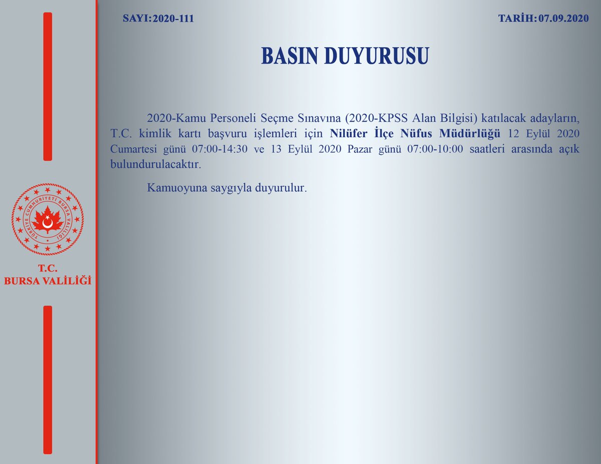 Basın Duyurusu (2020-111)
