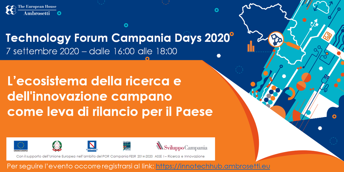 Ambrosetti_'s tweet photo. ๐ #TFCDays
Appuntamento alle 16 con il #TechForumCampania "Lโecosistema della #ricerca e dell' #innovazione campano come leva di rilancio per il paese", organizzato con @Reg_Campania
Per registrarsi โก๏ธ https://t.co/SGc3OU47GX
@BGasperini @CampaniaCompete https://t.co/2CxRgTQoG7