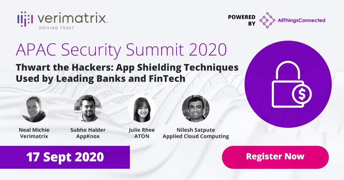 appknox's tweet photo. Join @appknox CISO @sunnyrockzzs at 
@VerimatrixInc's APAC Security Summit. Get to know app shielding techniques used by Leading Banks &amp; #Fintech.
Register- https://t.co/onPKxFjc6P

#SecuredByAppknox #MobileSecurity 
@ckvishwakarma @EzloInnovation @ClaysolMedia @hanyadadimolatv https://t.co/YvfXUCt3Ty