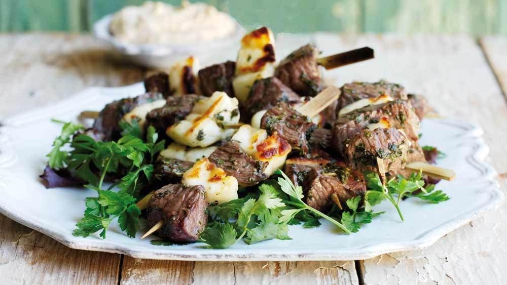 These lamb kebabs are a tasty combination with the delicious herby lamb, mint and tangy halloumi working really well together. Try them on your grill or BBQ for a distinctly Greek treat. bit.ly/2M3HYNy