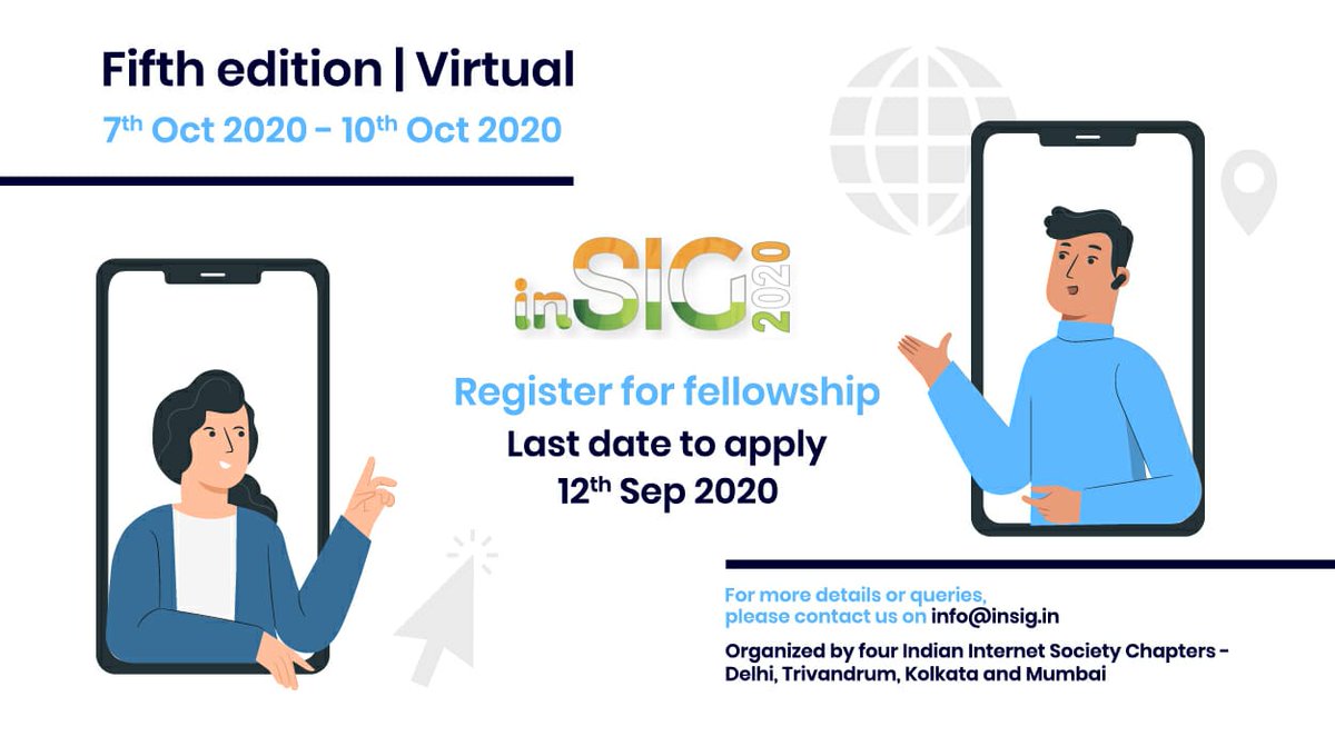 Is Internet an important part of your life? Have you ever wondered about how Internet is being governed? Register for the India School on #InternetGovernance 2020 to know more: fellowship.apnic.net/index.php#cont…

<a href="/internetsociety/">Internet Society</a> <a href="/IndiaSIG/">inSIG</a> #inSIG2020
#Delhi #Trivandrum #Kolkata #Mumbai

#Ad