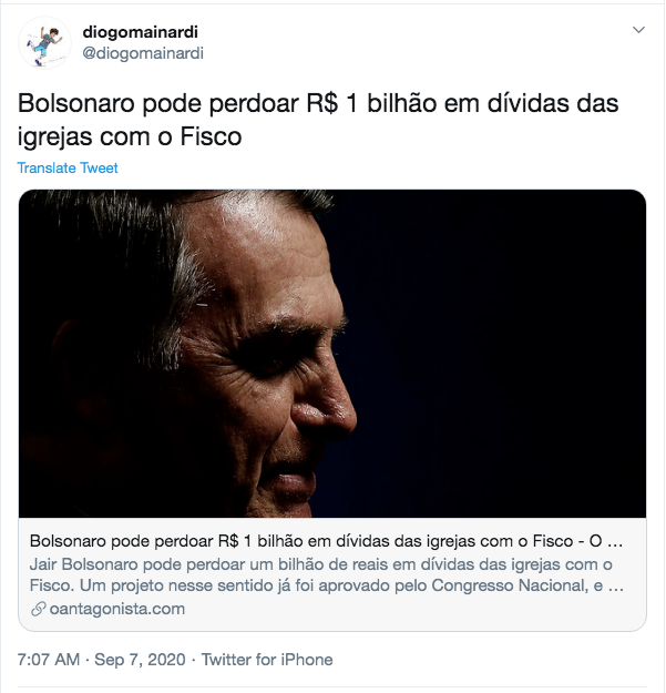 Rconstantino's tweet photo. Olha o nível do "jornalismo" dos antas. Foi o CONGRESSO que aprovou, e cabe ao presidente apenas sancionar. Mas na chamada o anta dá a entender que é uma decisão de Bolsonaro. É militância 24 horas por dia... https://t.co/iRkFI6ZTBi