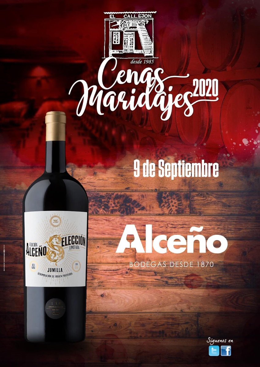 😊¡Hola!😊

¿Estás preparado/a para la próxima cena maridaje? el próximo 9 de septiembre nos visitan las Bodegas Alceño.

¡Aún estás a tiempo, apúntate y disfruta de una experiencia única!🍷😊🍷