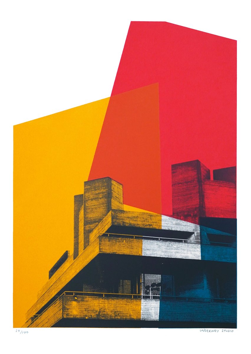 Introducing Brutal Forms III, our most popular #screenprint of 2020. Featuring <a href="/NationalTheatre/">National Theatre</a> and bold pops of #colour it's a visual treat for any #brutalist #architecture lovers. £40 with free UK p&amp;p, link below 👇

underwaystudio.com/shop/brutal-fo…